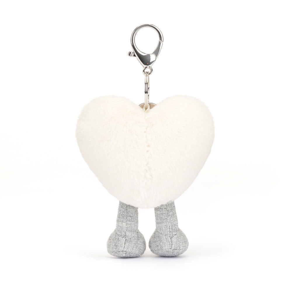 Amuseables Cream Heart Bag Charm - Soft Plush Keychain | Wobblepaws