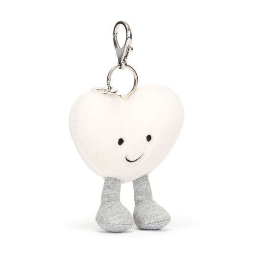 Amuseables Cream Heart Bag Charm - Soft Plush Keychain | Wobblepaws