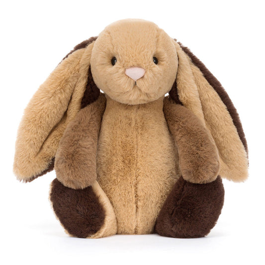 Bashful Patchwork Brown Bunny - Soft Stuffed Rabbit | Wobblepaws