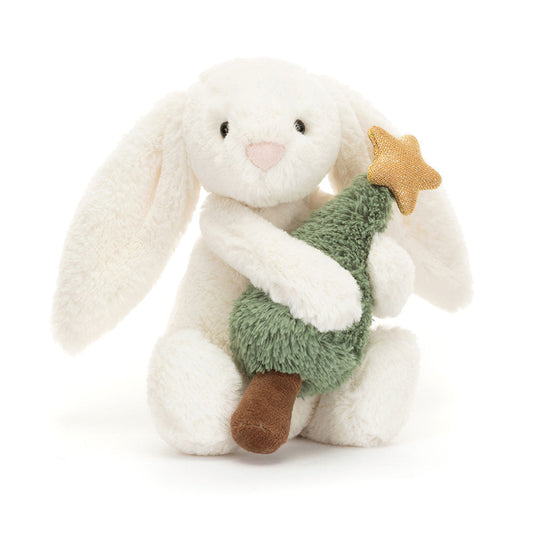 Bashful Bunny With Christmas Tree - Soft Festive Toy | Wobblepaws