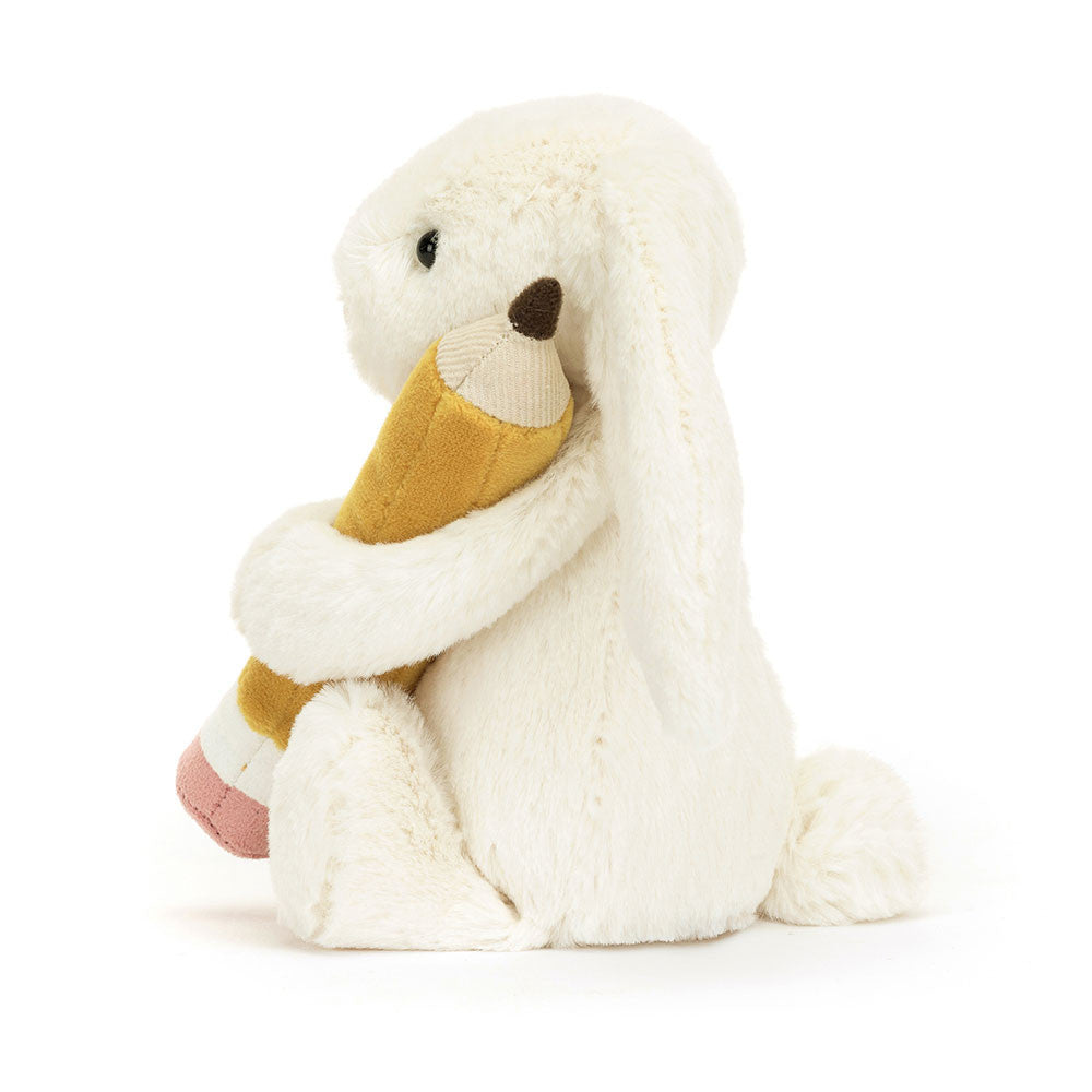Bashful Bunny With Pencil - Soft Novelty Toy | Wobblepaws