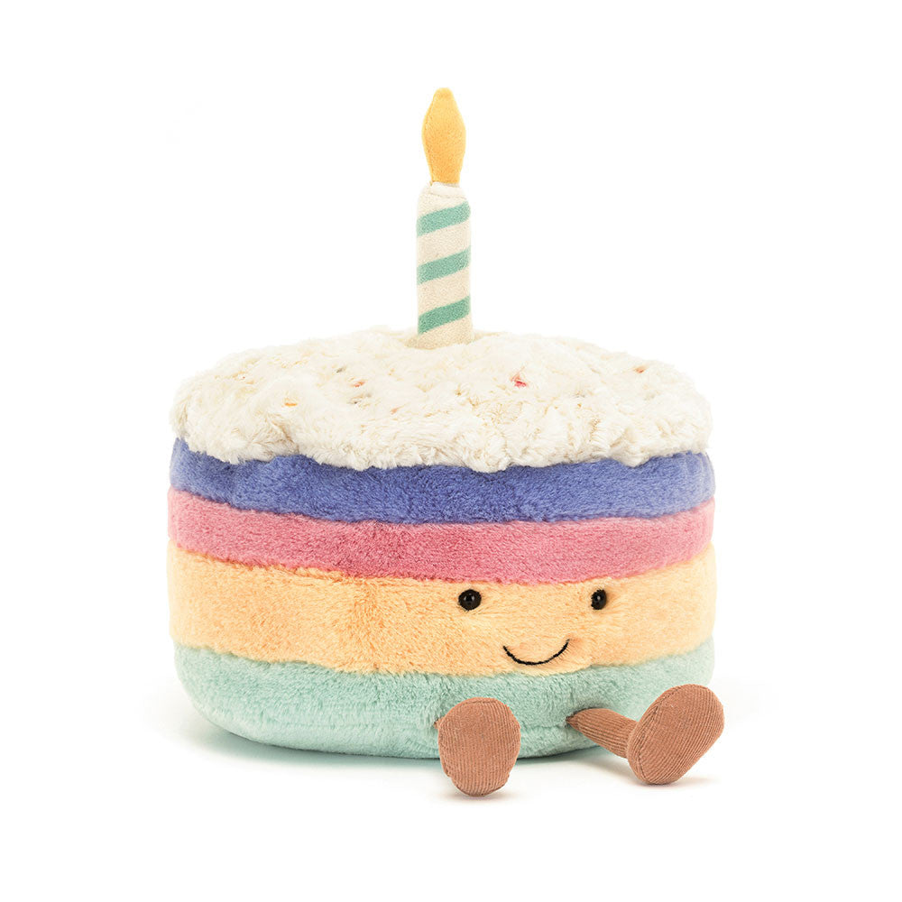 Amuseables Rainbow Birthday Cake - Soft Novelty Toy | Wobblepaws