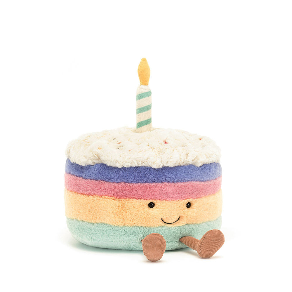 Amuseables Rainbow Birthday Cake - Soft Novelty Toy | Wobblepaws