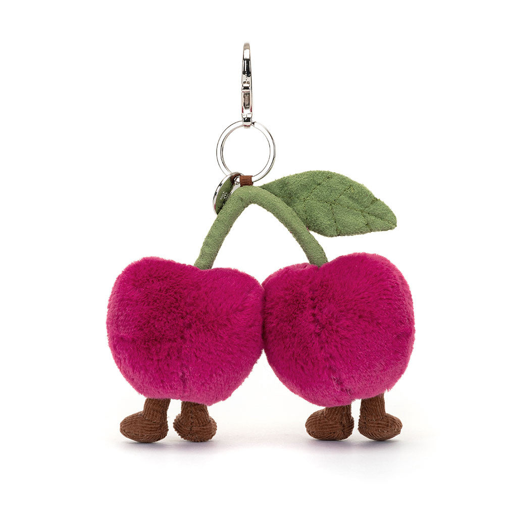 Amuseables Cherries Bag Charm - Soft Plush Keychain | Wobblepaws
