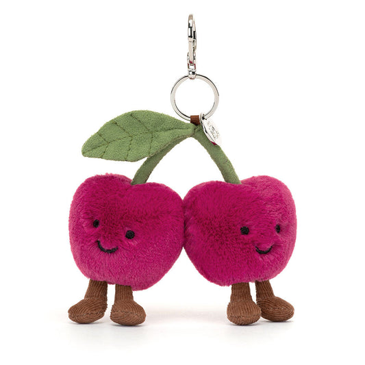 Amuseables Cherries Bag Charm - Soft Plush Keychain | Wobblepaws