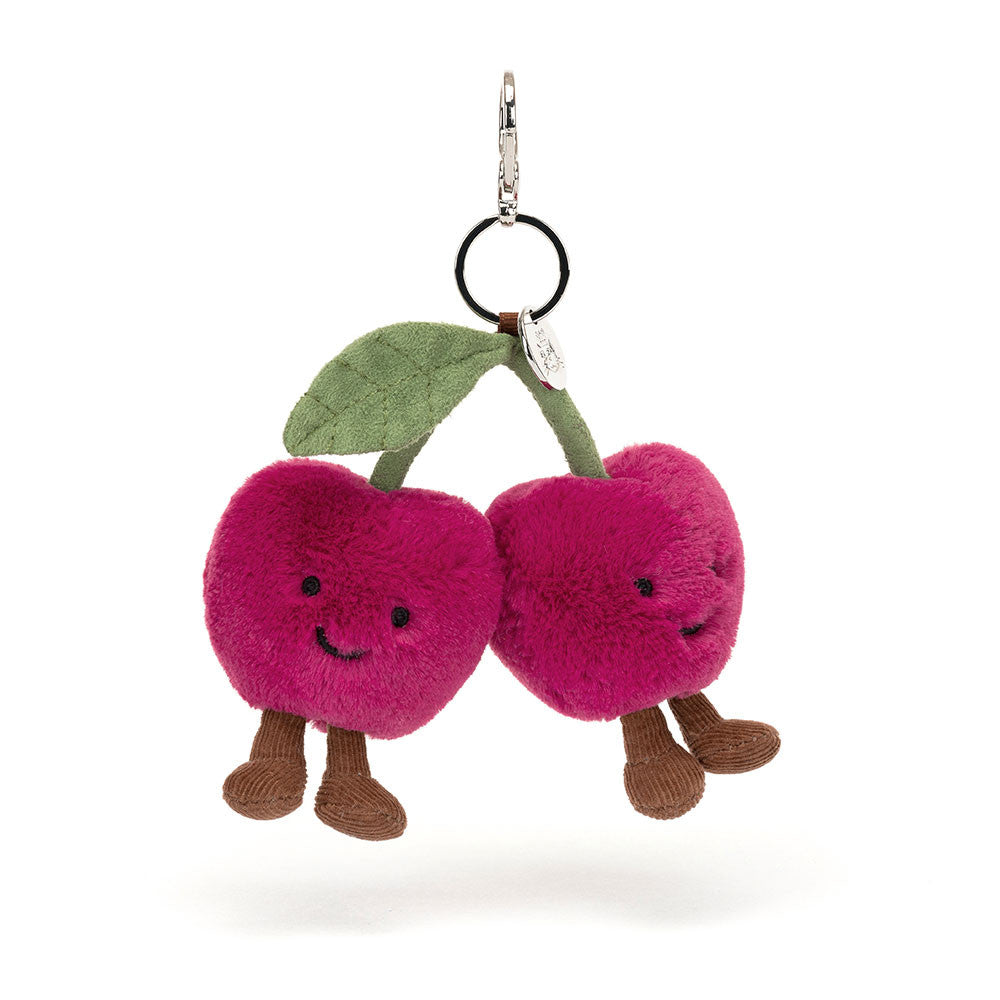 Amuseables Cherries Bag Charm - Soft Plush Keychain | Wobblepaws