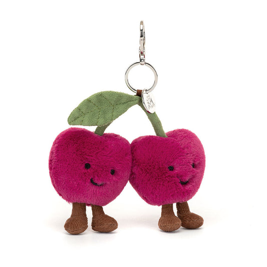Amuseables Cherries Bag Charm - Soft Plush Keychain | Wobblepaws