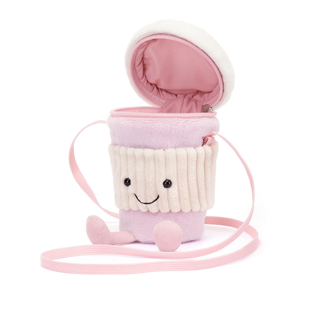 Amuseables Coffee-To-Go Pink Bag - Soft Plush Novelty Bag | Wobblepaws