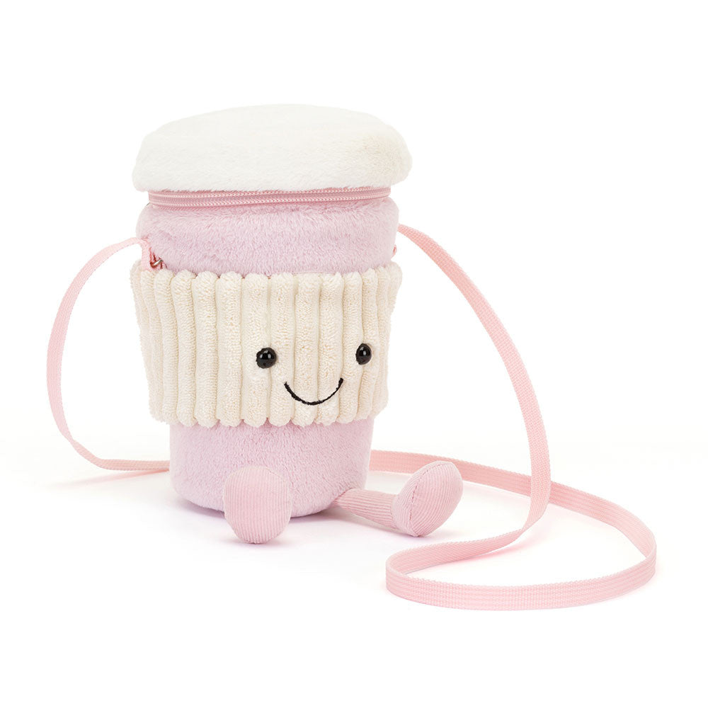 Amuseables Coffee-To-Go Pink Bag - Soft Plush Novelty Bag | Wobblepaws