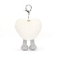 Amuseables Cream Heart Bag Charm - Soft Plush Keychain | Wobblepaws