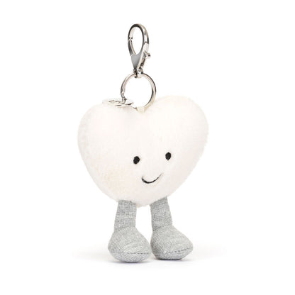 Amuseables Cream Heart Bag Charm - Soft Plush Keychain | Wobblepaws