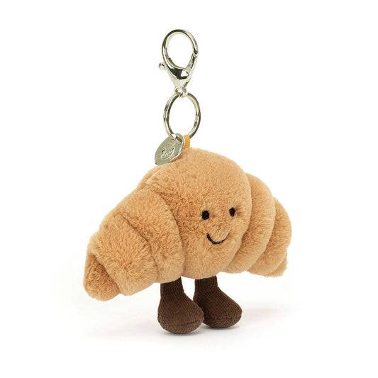 Amuseables Croissant Bag Charm - Soft Plush Keychain | Wobblepaws