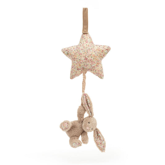 Blossom Bea Beige Bunny Musical Pull - Soft Novelty Toy | Wobblepaws