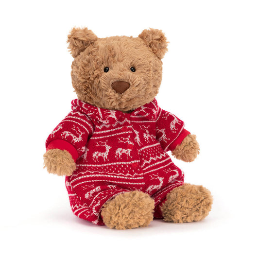 Bartholomew Bear Winter Pyjamas - Soft Novelty Toy | Wobblepaws