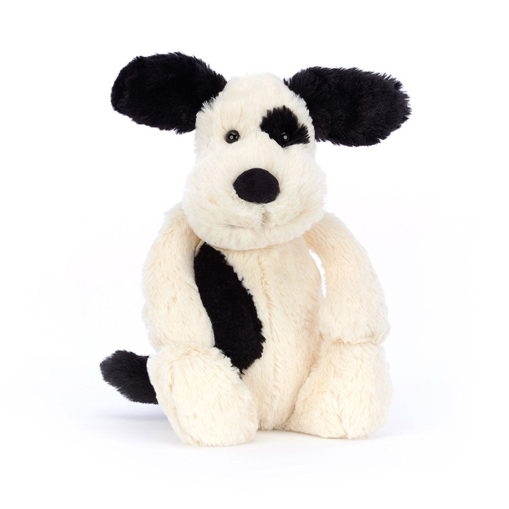 Bashful Black & Cream Puppy - Soft Stuffed Dog | Wobblepaws