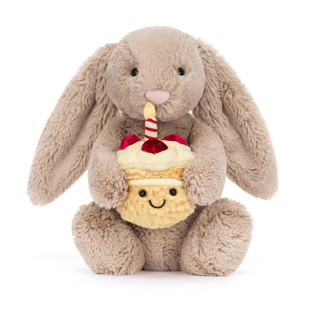 Bashful Beige Bunny Birthday - Soft Novelty Toy | Wobblepaws