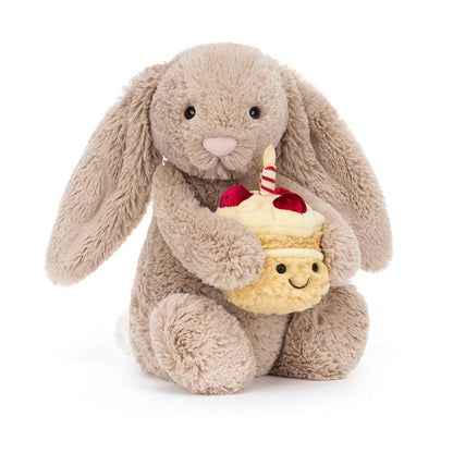 Bashful Beige Bunny Birthday - Soft Novelty Toy | Wobblepaws