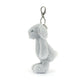 Bashful Silver Bunny Bag Charm - Soft Plush Keychain | Wobblepaws