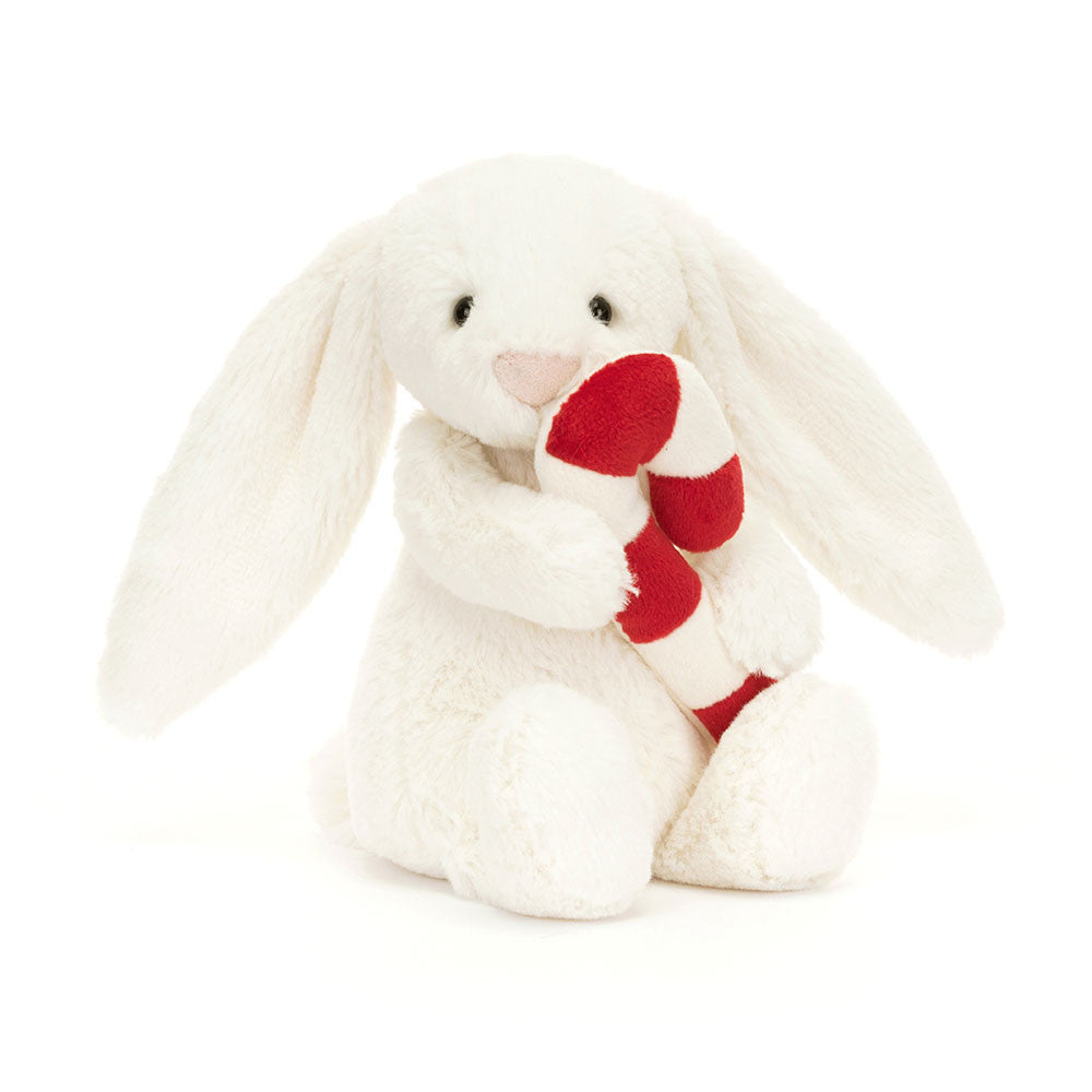 Bashful Bunny With Candy Cane - Soft Festive Toy | Wobblepaws