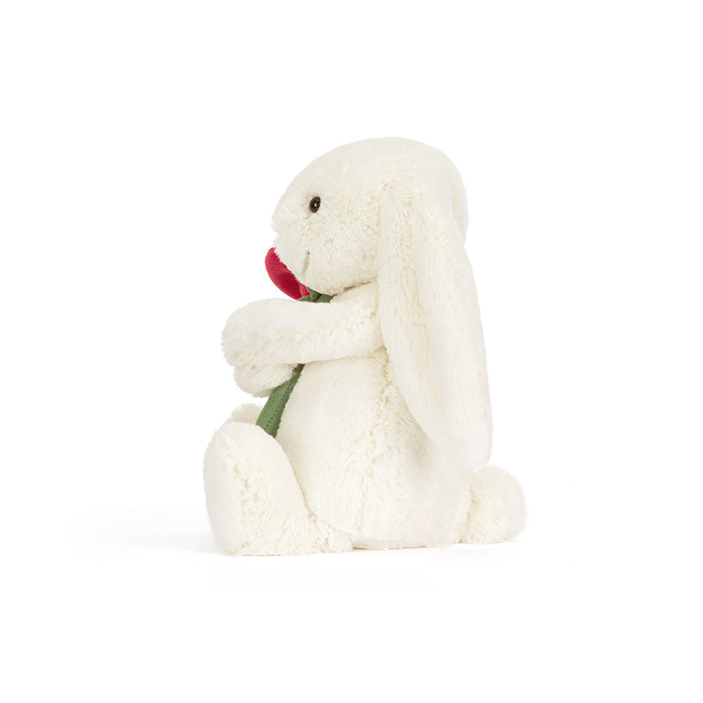 Cream Bunny With Rose - Soft Stuffed Rabbit | Wobblepaws