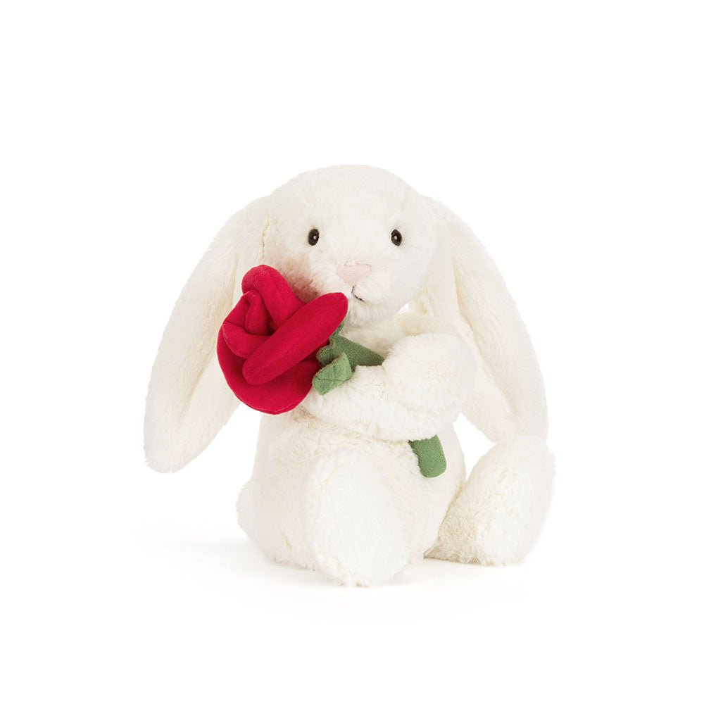 Cream Bunny With Rose - Soft Stuffed Rabbit | Wobblepaws