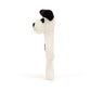 Bashful Black & Cream Puppy Ring Rattle - Soft Baby Rattle | Wobblepaws