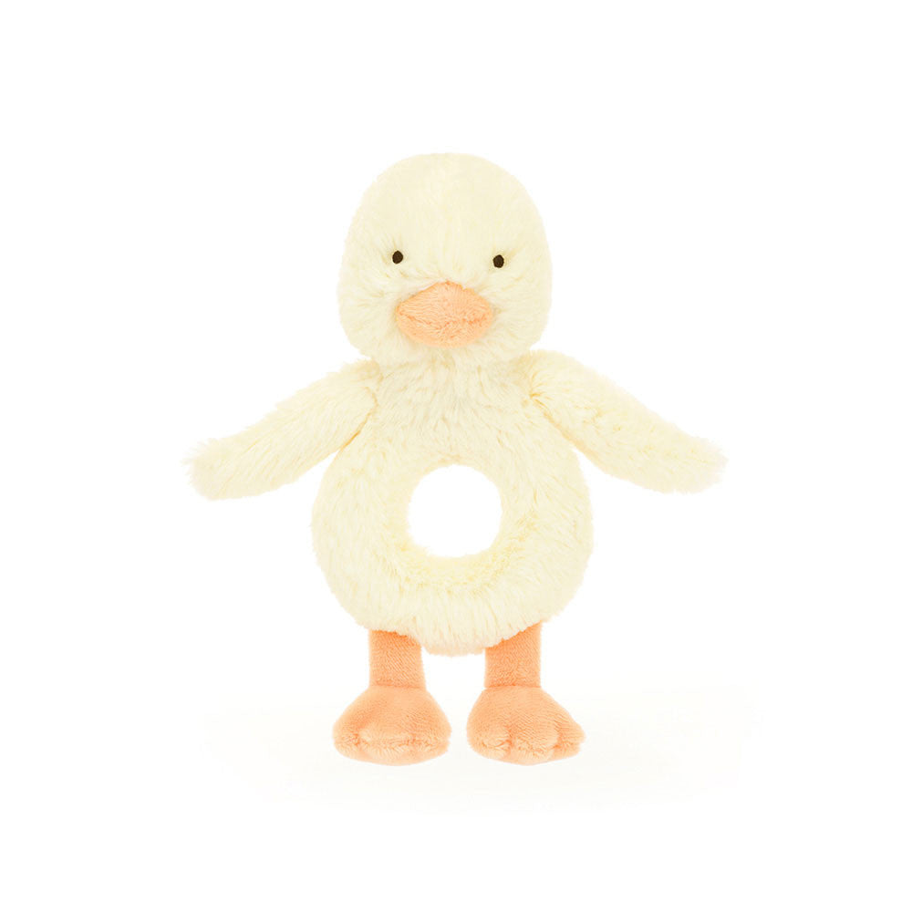 Bashful Duckling Ring Rattle - Soft Baby Rattle | Wobblepaws