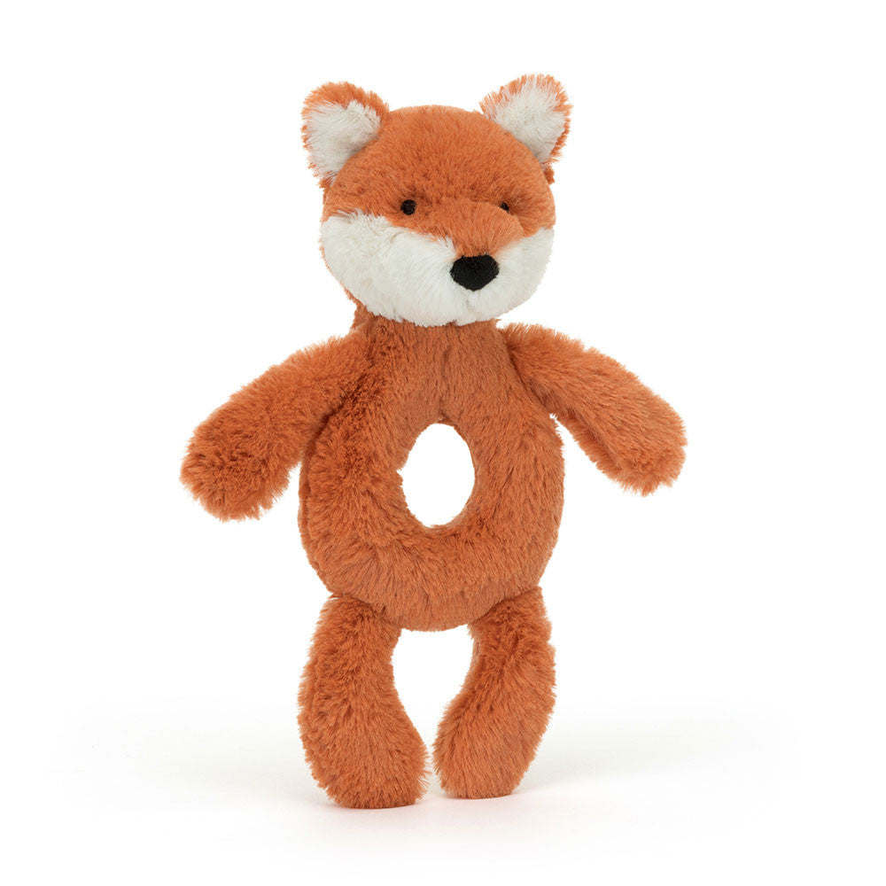 Bashful Fox Cub Ring Rattle - Soft Baby Rattle | Wobblepaws