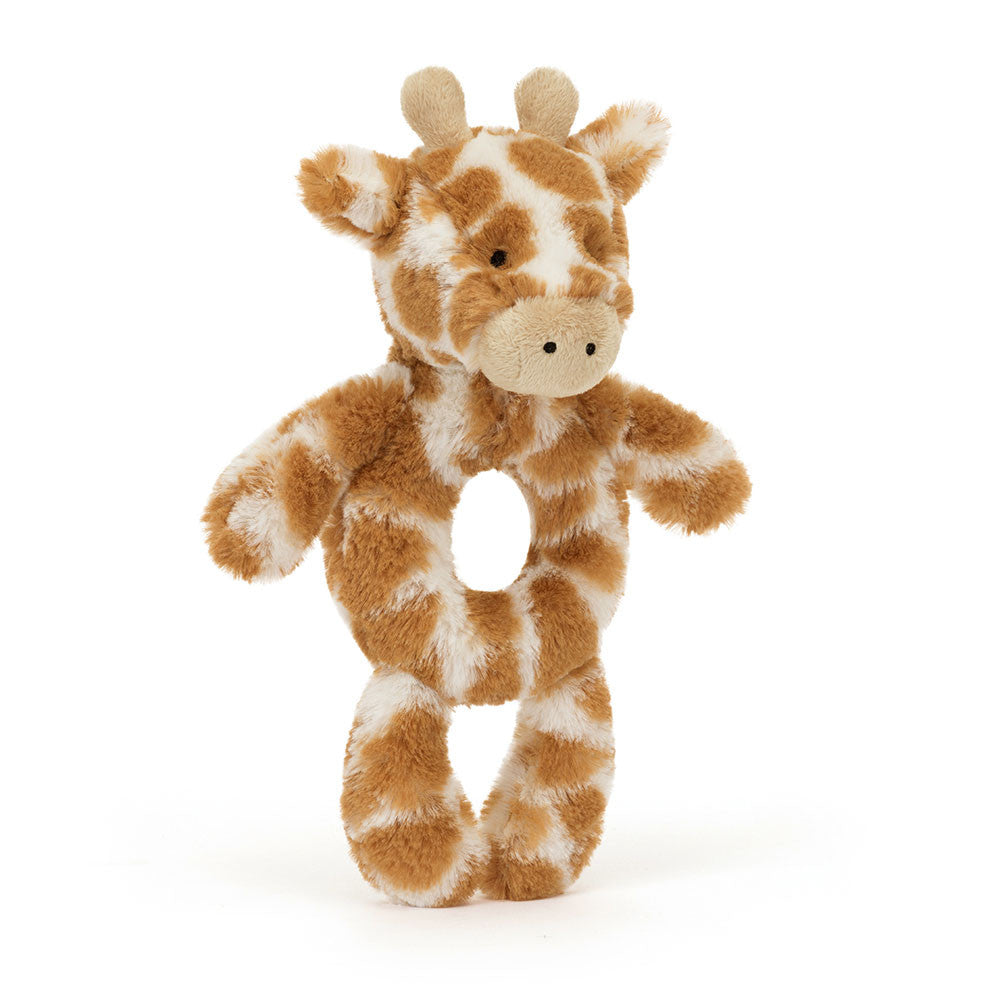 Bashful Giraffe Ring Rattle - Soft Baby Rattle | Wobblepaws