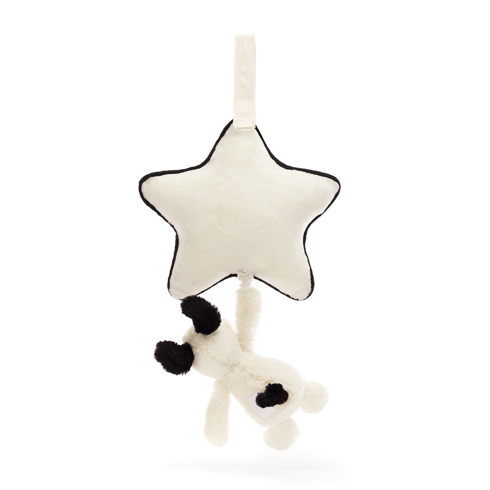 Bashful Black & Cream Puppy Musical Pull - Soft Novelty Toy | Wobblepaws