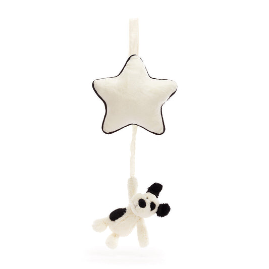 Bashful Black & Cream Puppy Musical Pull - Soft Novelty Toy | Wobblepaws