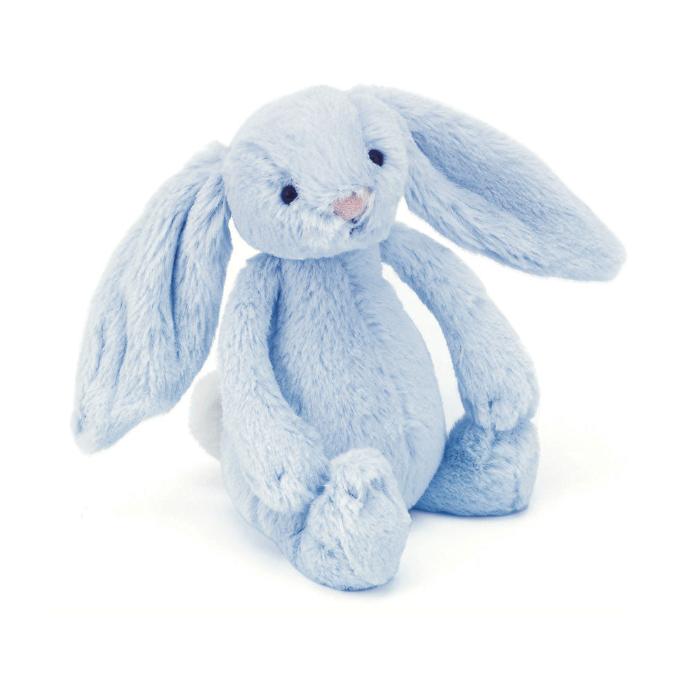 Bashful Blue Bunny Rattle - Soft Baby Rattle | Wobblepaws