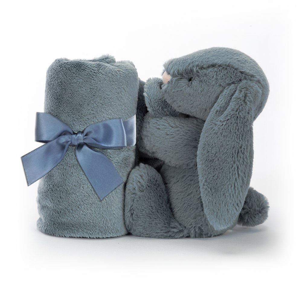 Bashful Dusky Blue Bunny Soother - Soft Baby Comforter | Wobblepaws