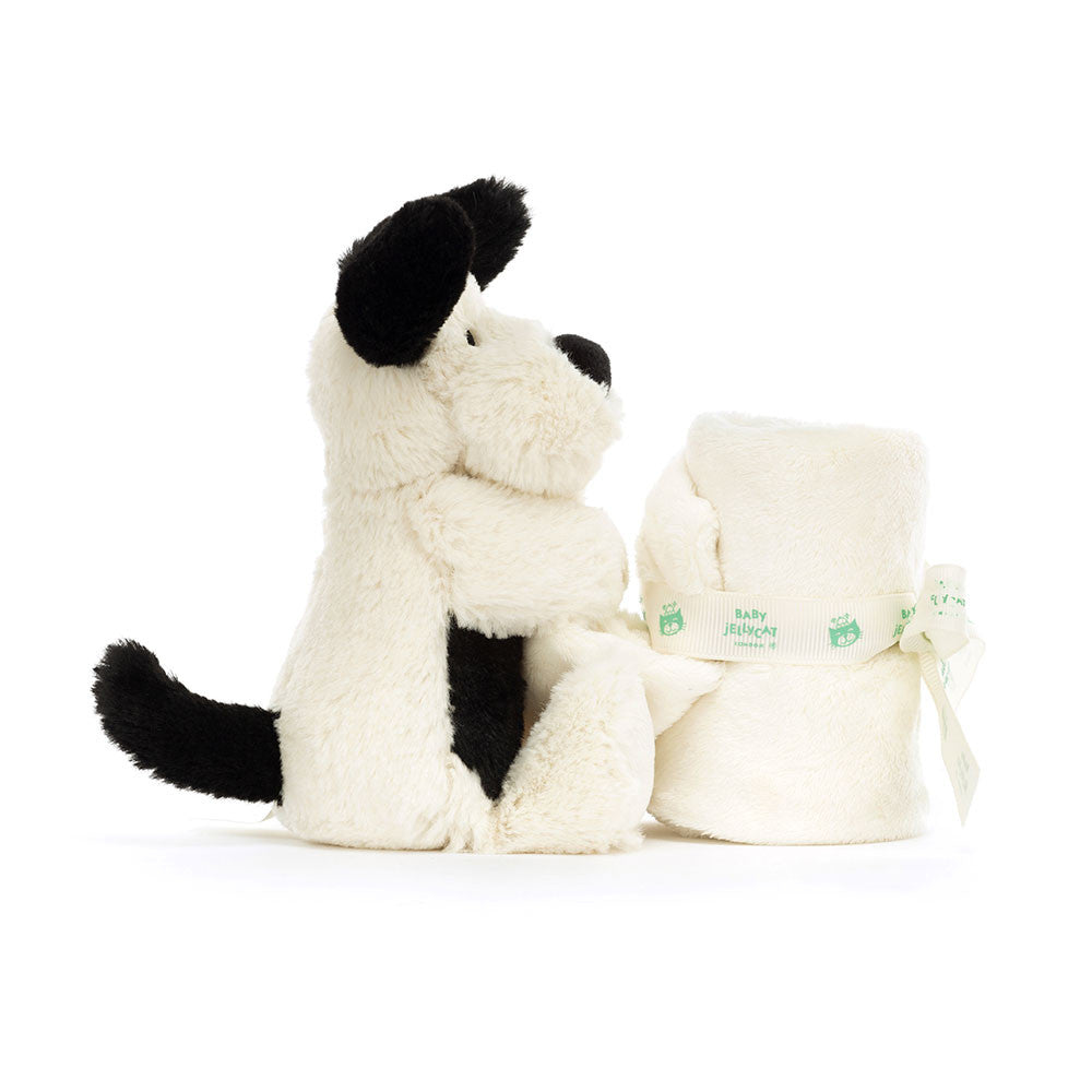 Bashful Black & Cream Puppy Soother - Soft Baby Comforter | Wobblepaws